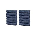 Trident Soft Comfort Air Rich 100% Cotton Towel for Face, 500 GSM Highly Absorbent Towels for Men/Women, 12Pc Face Towel Set (30.5 cm X 30.5 cm), Navy
