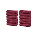 Trident Soft Comfort Air Rich 100% Cotton Towel for Face, 500 GSM Highly Absorbent Towels for Men/Women, 12Pc Face Towel Set (30.5 cm X 30.5 cm), Red Wine
