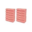 Trident Soft Comfort Air Rich 100% Cotton Towel for Face, 500 GSM Highly Absorbent Towels for Men/Women, 12Pc Face Towel Set (30.5 cm X 30.5 cm), Coral