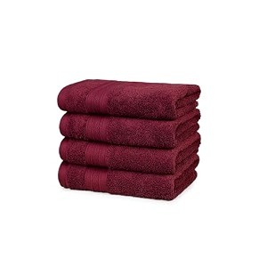 trident soft comfort air rich towel 100 cotton hand towel for daily use 500 gsm highly absorbent towels for menwomen 4pc hand towel set 41 cm x 66 cm wine red