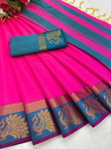 triguna semi stitched silk blend blouse material self design