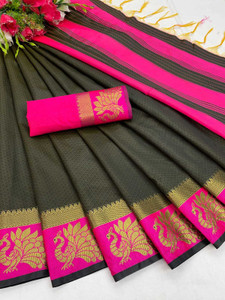 triguna semi stitched silk blend blouse material self design