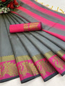 TRIGUNA Semi Stitched Silk Blend Blouse Material Self Design