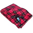 12-Volt Heated Travel Blanket with Safety Timer by Trillium Worldwide (Red Plaid, 58" x 42")