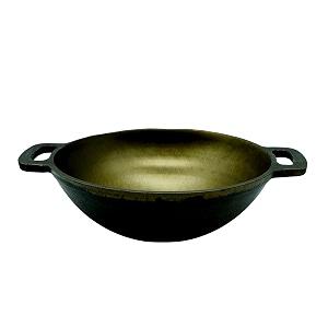 trilonium buttermold pre-seasoned cast iron deep kadhai  wok 105 inches