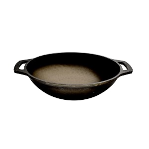 trilonium buttermold pre-seasoned cast iron deep kadhai  wok 12 inches