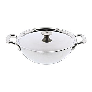 trilonium triply stainless steel extra deep kadhai with lid  capacity 27 litres  diameter 24cm  weighs 164 kgs