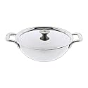 Trilonium Triply Stainless Steel Extra Deep Kadhai With Lid | Capacity 2.7 Litres | Diameter 24cm | Weighs 1.64 Kgs
