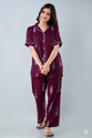 TRINABH Women Printed Purple Shirt Pyjama