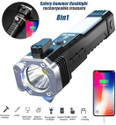 TRINETRAHUB Rechargeable Hammer Torch Light – 6 in 1 LED 3W Torch Flashlight Glass Breaker.A Torch
