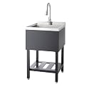 TRINITY 21.5" NSF Freestanding Stainless Steel Utility Sink w/Faucet, Black