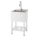 TRINITY 21.5" NSF Freestanding Stainless Steel Utility Sink w/Faucet, White