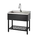 TRINITY 36" NSF Freestanding Stainless Steel Utility Sink w/Faucet, Black