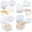 Trinket Box Resin Silicone Trays Set with Lid, Fluted Heart Square Oval Round for Resin Polymer Clay Concrete Cement, DIY Jewelry Storage Case, Candlestick, Ashtray 4-Count