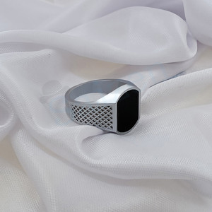 trinket world elegant men and boys sterling silver ring with onyx stone and intricate crystal alloy onyx silver plated ring