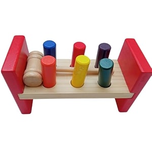 trinkets amp more pounding bench 6 pegs amp toy hammer for toddlers kids 1 years  colourful pound amp play early developmental interactive hammering pounding bench