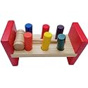 Trinkets & More Pounding Bench 6 Pegs & Toy Hammer for Toddlers Kids 1 Years + Colourful Pound & Play Early Developmental Interactive Hammering (Pounding Bench)