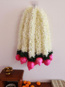 Triolio Artificial Mogra/Jasmine gajra flower garland pink Lotusbuds|14inch|pack of 6 Fabric/Cloth Garland