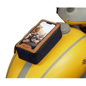 navigator magnetic motorcycle tank pouch with touch-friendly phone holder  anti slip maps navigation pouch compatible with royal enfield honda bajaj tvs jawa triumph - all black