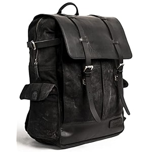 trip machine company leather rambler backpack pannier motorbikemotorcycle bag outdoor sports riding saddlebag - black 24 l
