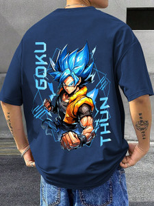 TripBroz Graphic Print Men Round Neck Navy