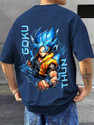 TripBroz Graphic Print Men Round Neck Navy