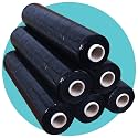 Triplast Pallet Stretch Wrap Roll (400mm x 250m) - Pick Qty &amp; Colour - Heavy Duty Plastic Luggage Shrink Wrap &amp; Strong Industrial Cling Film for Removals &amp; Warehouse Packaging Use (Black, 6 Rolls)
