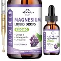 Triple Magnesium Complex Liquid Drops - 1300mg Magnesium Glycinate, Taurate & Citrate with Omega3, L-Theanine, Ashwagandha, Potassium - Support Sleep, Nerve, Immune, Energy - Grape Flavor, 2 Fl OZ