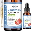 Triple Magnesium Complex Liquid Drops, 1300mg Magnesium Glycinate, Taurate & Citrate with Omega3, L-Theanine, Ashwagandha, Potassium, D3, B6, B12 for Calm, Sleep, Muscle, Strawberry Flavor, 2 Fl OZ