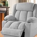 Triple Motor Large-Wide Lift Chair, Infinite Position, 180° Lay Flat, Power Lift Chairs Recliners for Elderly Big and Tall, Massage &amp; Heat, Extended Footrest (Pale Grey, Large Wide)
