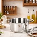Omichef Triply Stainless Steel Casserole/Dutch Oven/Handi/Biryani Pot with Lid | 22 cm (4.2 LTR) | Induction Friendly | Rust-Free, Food-Grade, ISI Certified,Toxin-Free (5 Years Warranty)