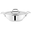 Triply Stainless Steel Kadhai/Kadai with Steel Lid, 16cm,0.82 Liter Capacity, Induction Base, Silver