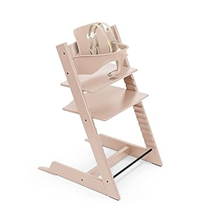 tripp trapp high chair combo 2 - includes chair  baby set with removable harness for children - all age height adjustable ergonomic premium baby wooden high chair for feeding and sitting black