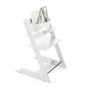 Tripp Trapp High Chair Combo 2 - Includes Chair + Baby Set with Removable Harness for Children - All Age, Height Adjustable, Ergonomic, Premium Baby Wooden High Chair for Feeding and Sitting (White C2)