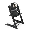 Tripp Trapp High Chair Combo 2 - Includes Chair + Baby Set with Removable Harness for Children - All Age, Height Adjustable, Ergonomic, Premium Baby Wooden High Chair for Feeding and Sitting (Black)