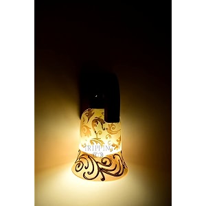 tripping jodhpuri style 12w led wall lamp wooden fitting with amber decorative glass b22 holder - elegant warm white light fixture for living room and bedroom