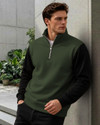 TRIPR Men Colorblock High Neck Dark Green