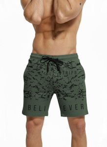 TRIPR Printed Men Dark Green Regular Shorts