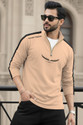 TRIPR Printed Men Henley Neck Beige Black