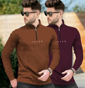 TRIPR Printed Men Henley Neck Multicolor T-Shirt