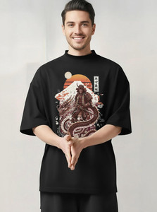 TRIPR Printed Men Round Neck Black T-Shirt