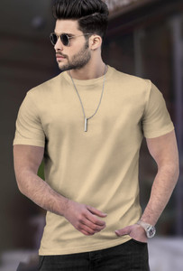 TRIPR Solid Men Beige T-Shirt