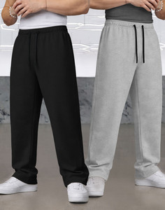 TRIPR Solid Men Black Grey Track Pants