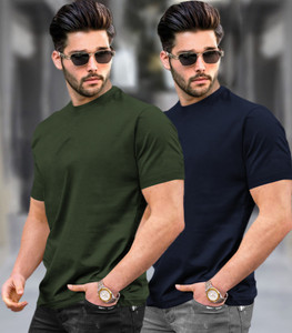 TRIPR Solid Men Dark Green Navy Blue