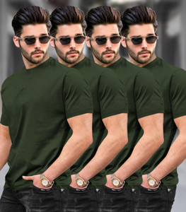 TRIPR Solid Men Green T-Shirt