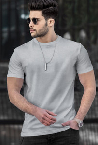 TRIPR Solid Men Grey T-Shirt