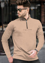 TRIPR Solid Men Henley Neck Beige T-Shirt