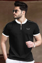 TRIPR Solid Men Henley Neck Black White