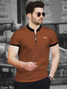 TRIPR Solid Men Henley Neck Brown Black
