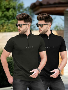 TRIPR Solid Men Henley Neck Dark Green